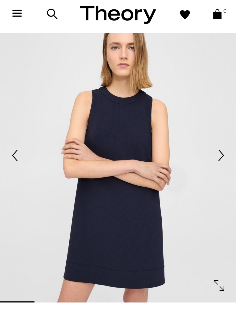 Theory Navy Sleeveless Crewneck Shift Dress